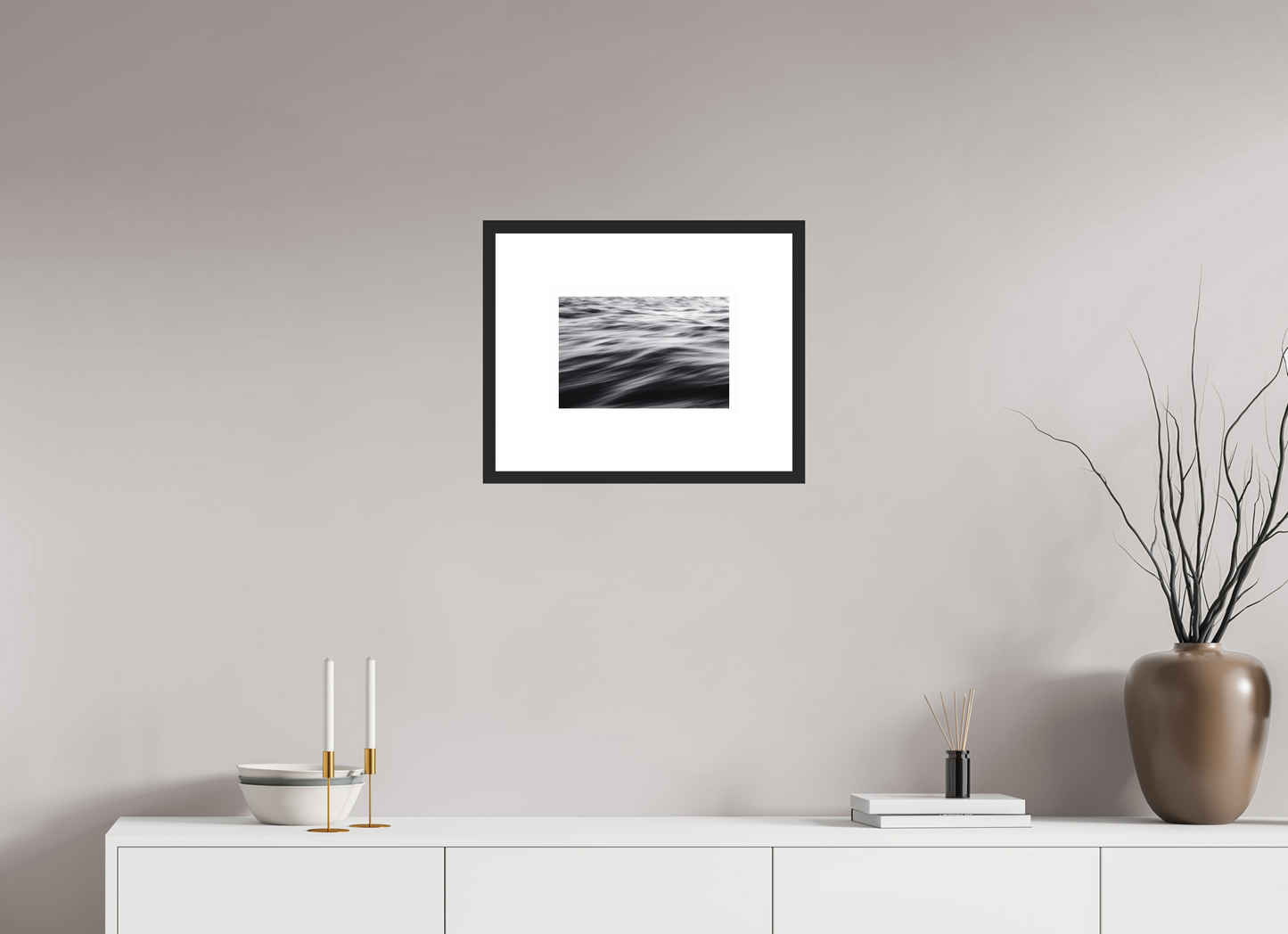 30 x 20 cm, Black Frame Museum Glass Landscape V1