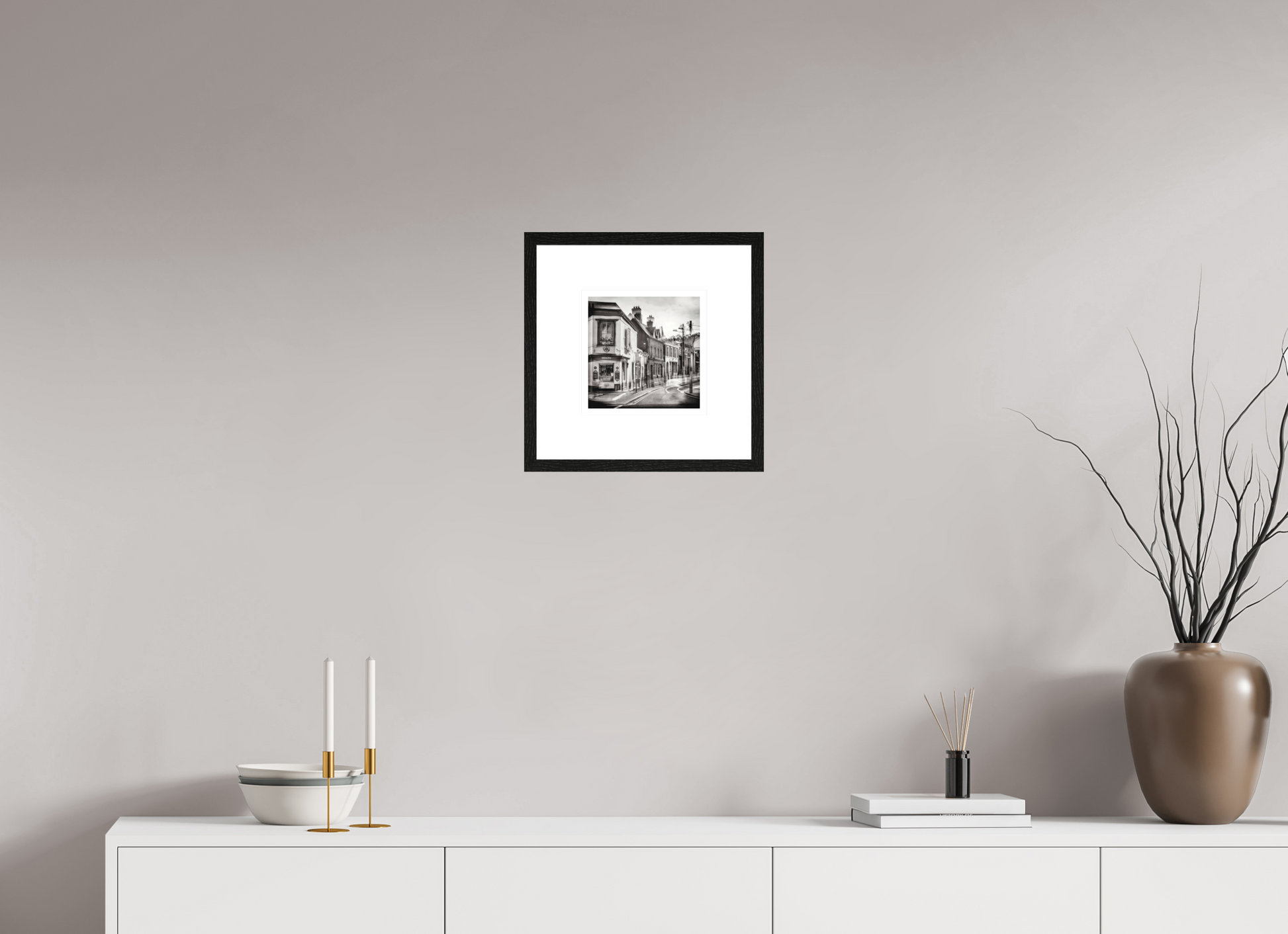 20 x 20 cm, Medium Black Oak Frame 8 cm Mount Dalkey