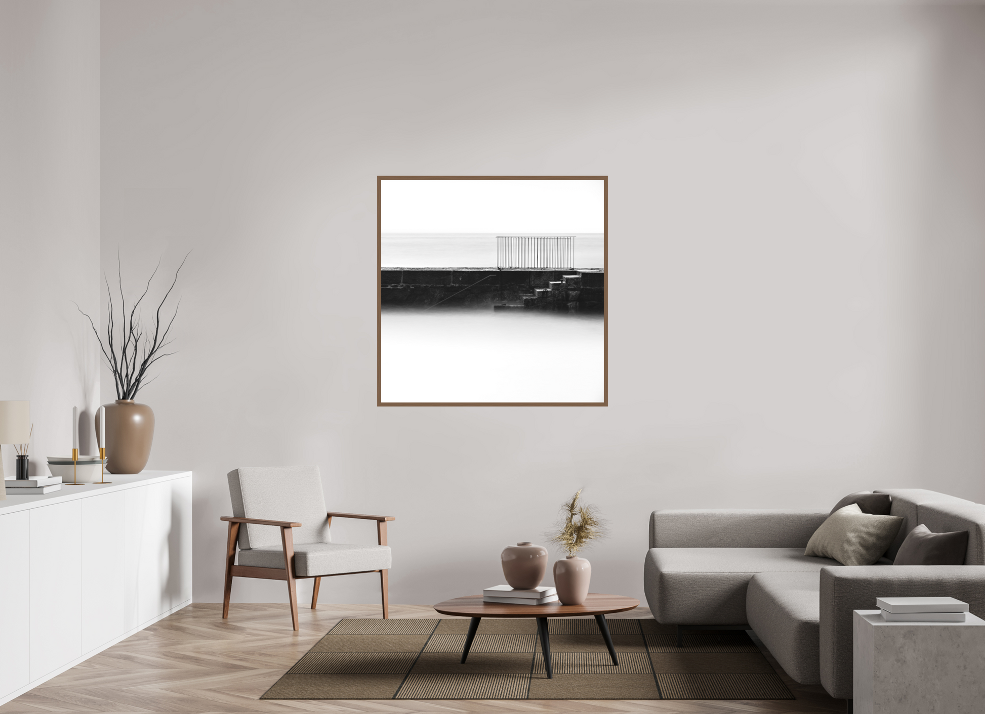 120 x 120 cm, Walnut Gallery Frame Fine Art Matte Acrylic Gallery Frame walnut