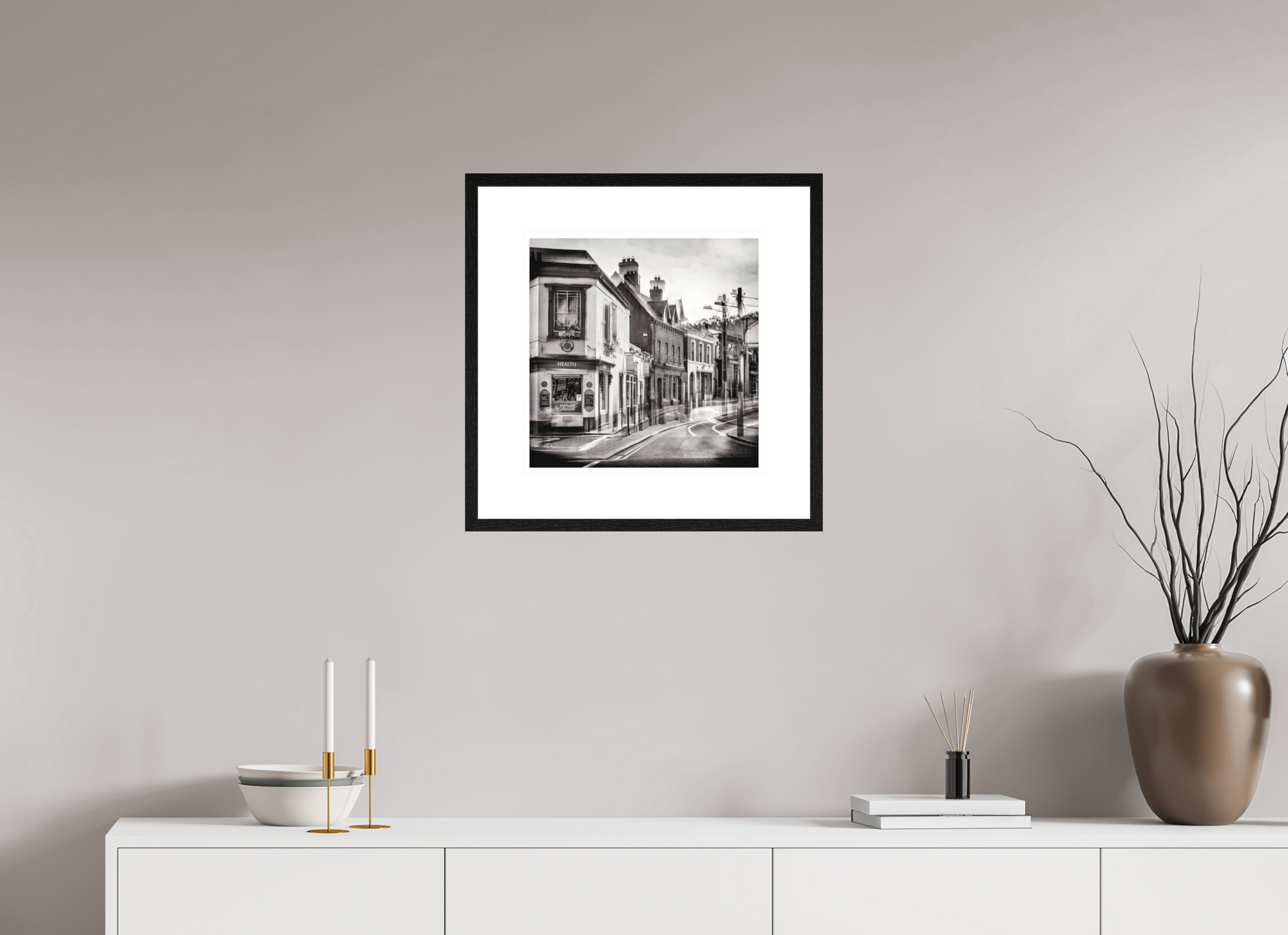 40 x 40 cm, Medium Black Oak Frame 8 cm Mount Dalkey