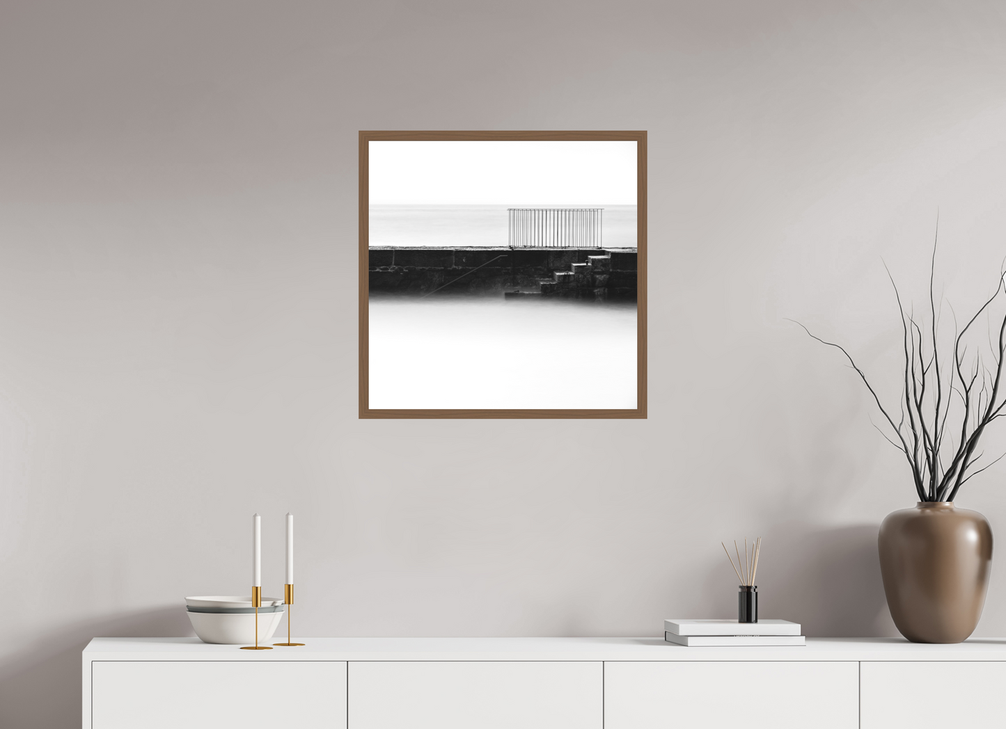 60 x 60 cm, Walnut Gallery Frame Fine Art Matte Acrylic Gallery Frame walnut