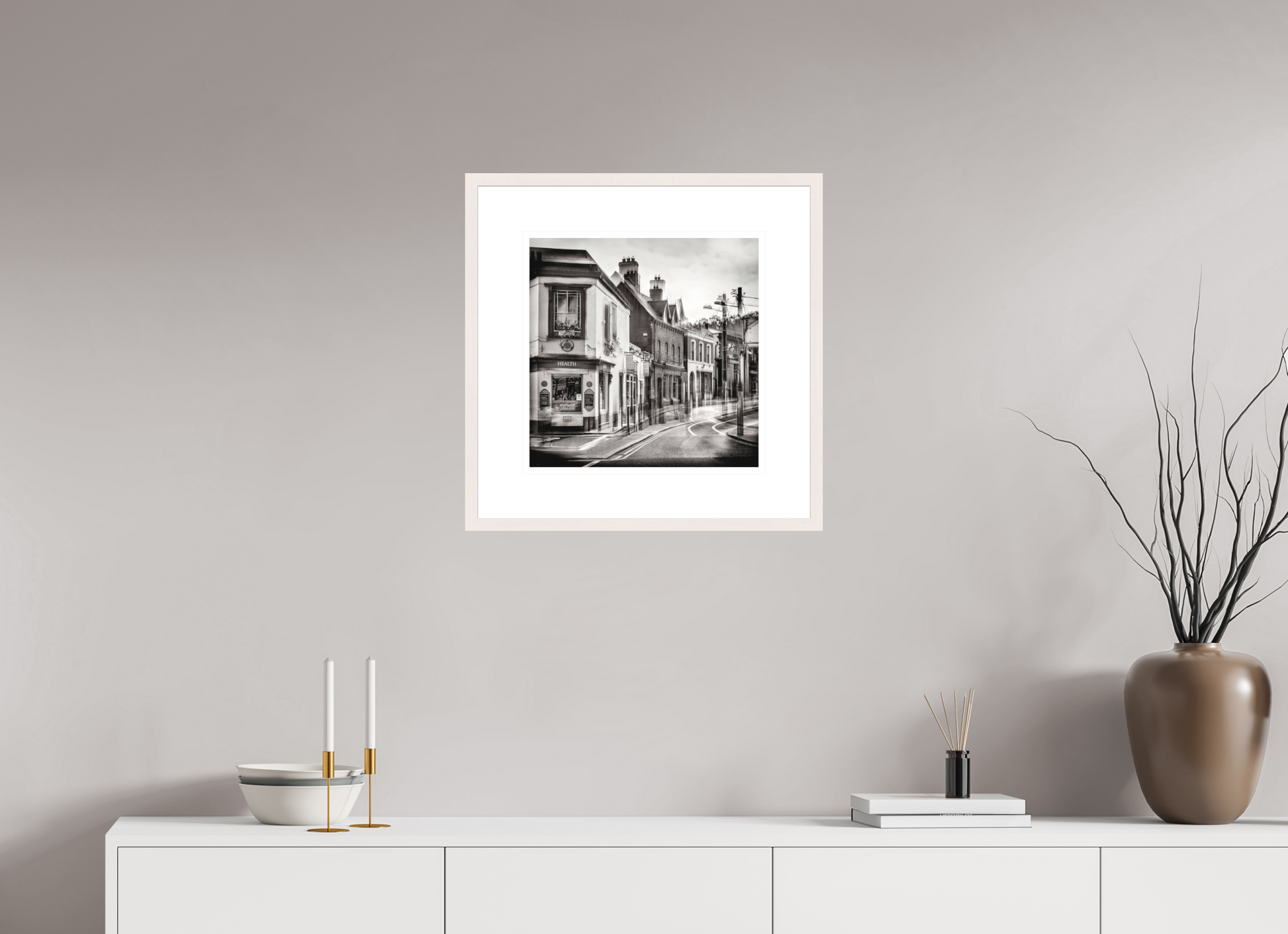 40 x 40 cm, Medium White Frame 8 cm Mount Dalkey