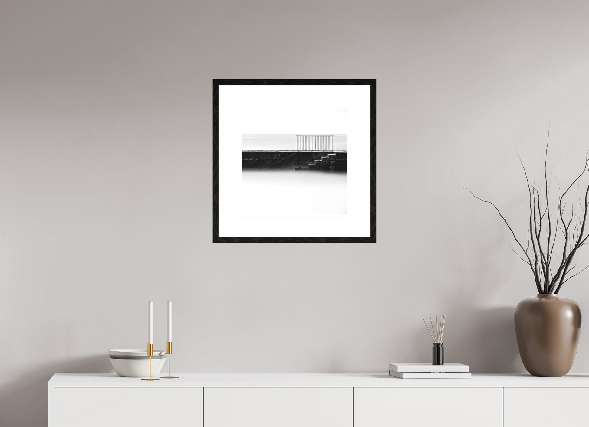 40 x 40 cm, Black Oak  8 cm Mount Coumeenole Study I
