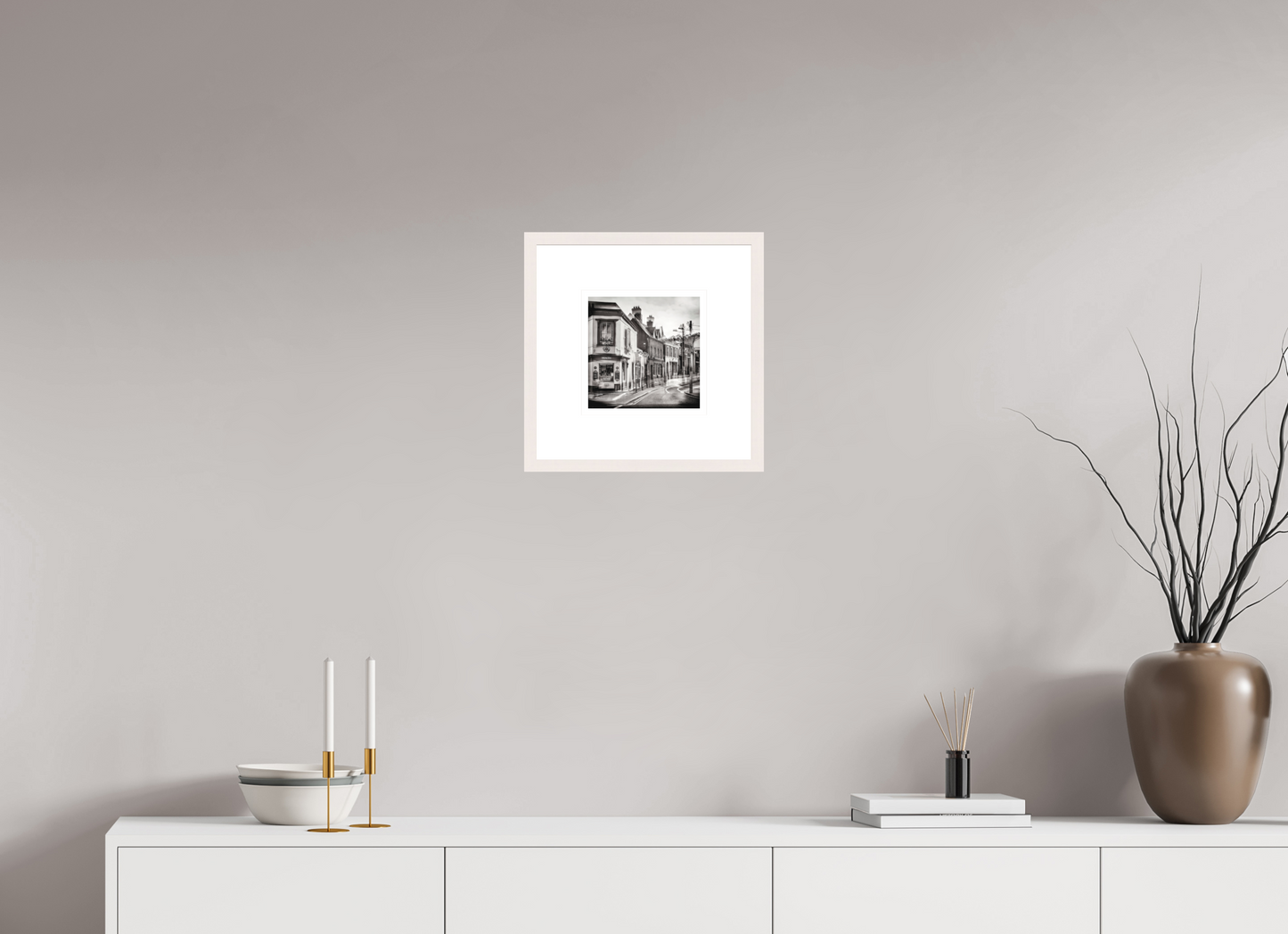 20 x 20 cm, Medium White Frame 8 cm Mount Dalkey