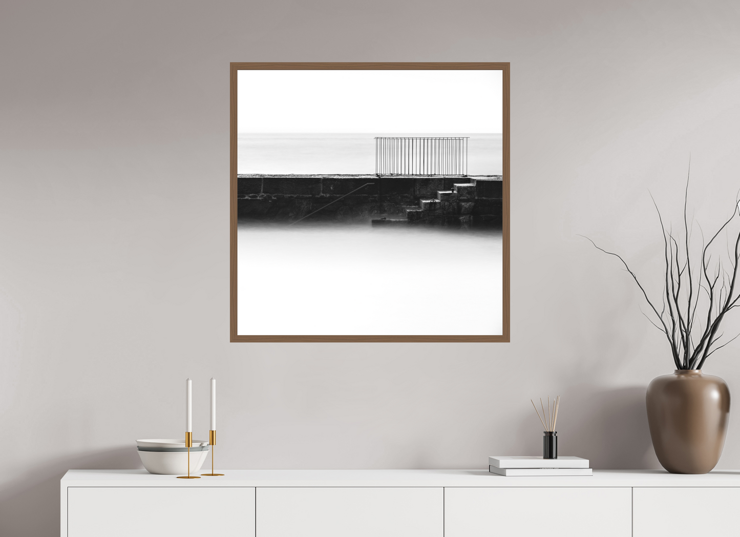 80 x 80 cm, Walnut Gallery Frame Fine Art Matte Acrylic Gallery Frame walnut