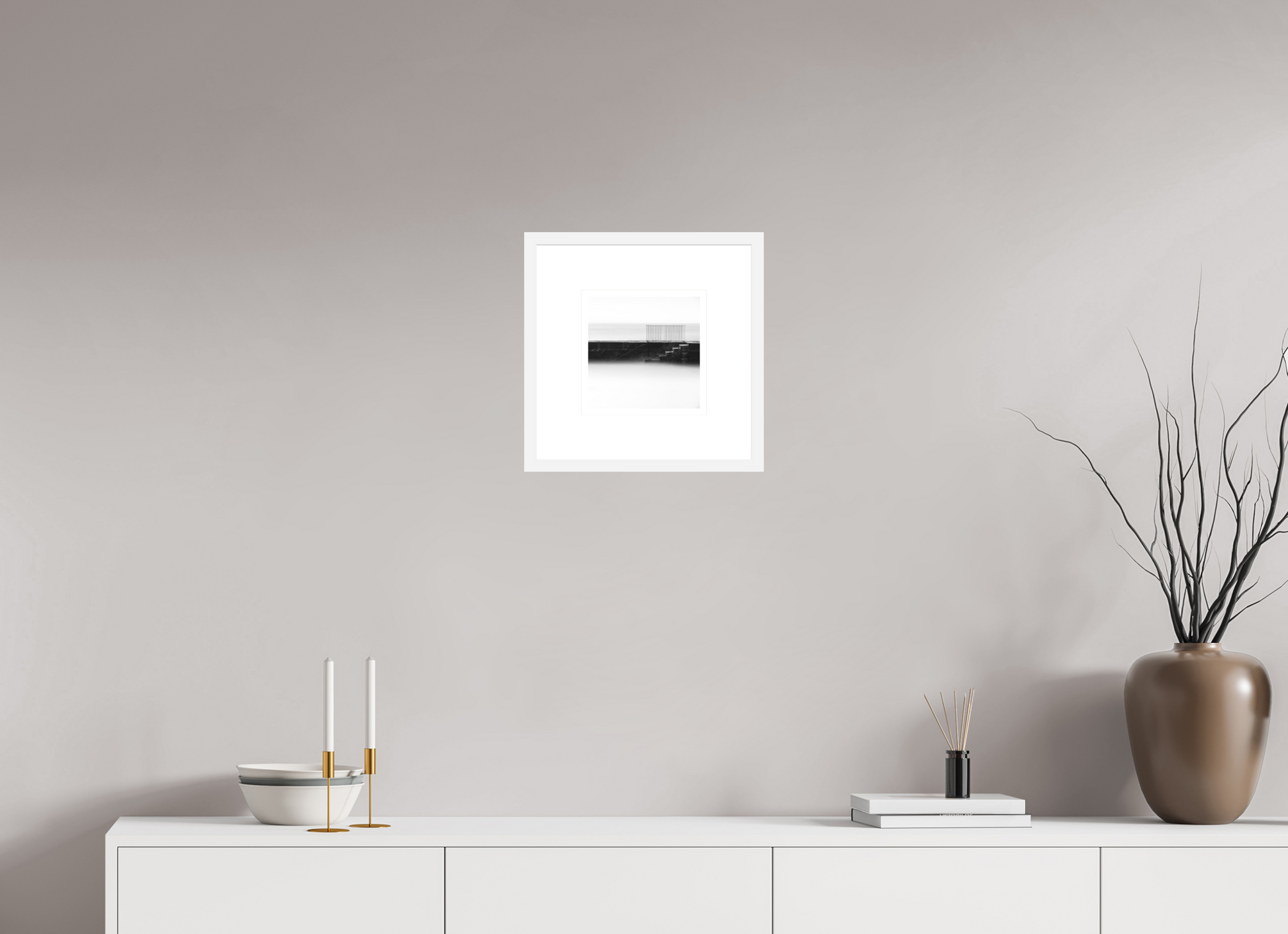 20 cm x 20 cm, White Frame Matte Glass Product Template