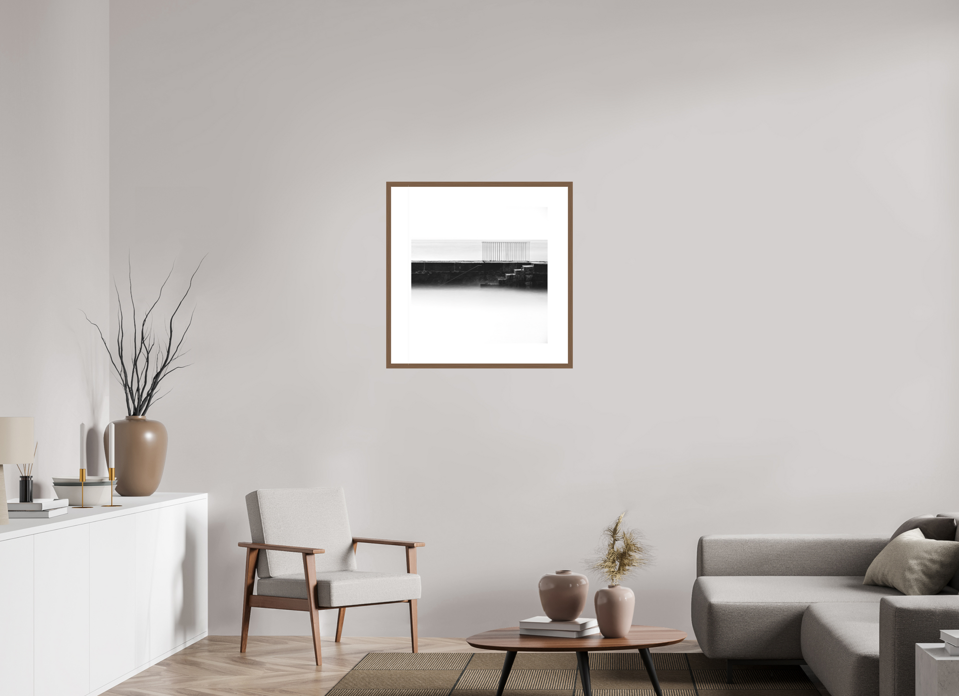 60 x 60 cm, Walnut  8 cm Mount Coumeenole Study I